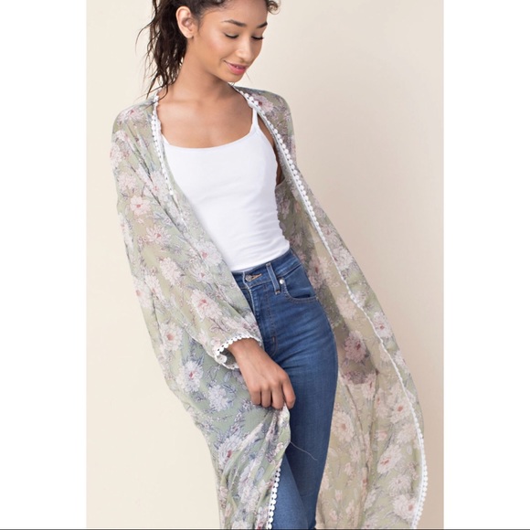 Crochet open front kimono cardigan - Picture 7 of 9